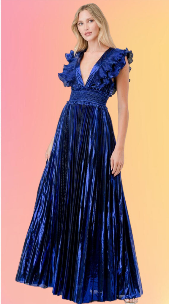 Royal Occasion Metallic Maxi Dress