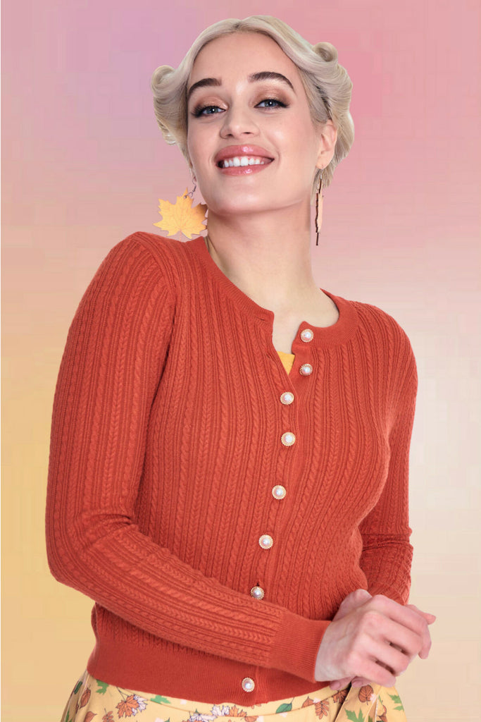 Pumpkin Cable Knit Cardigan