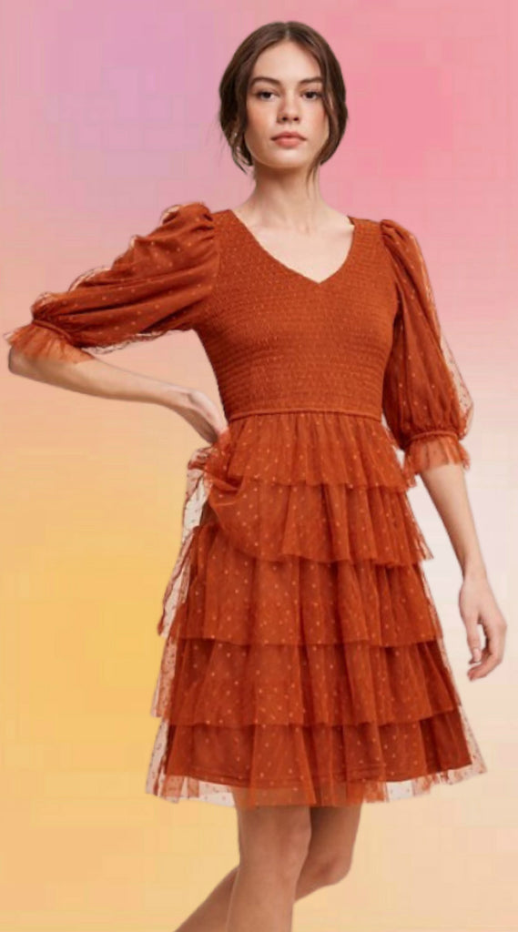 Burnt Sienna Beauty Tulle Dress