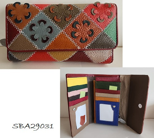Quilted Leather Wallet: Flowers