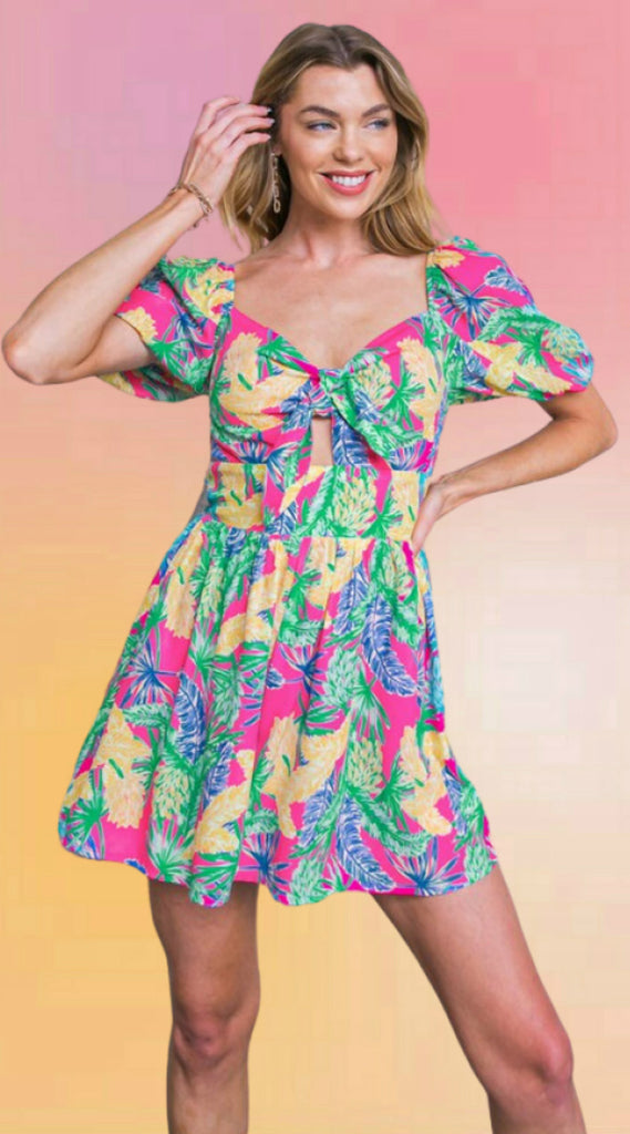 Fuchsia Floral Tropics Romper