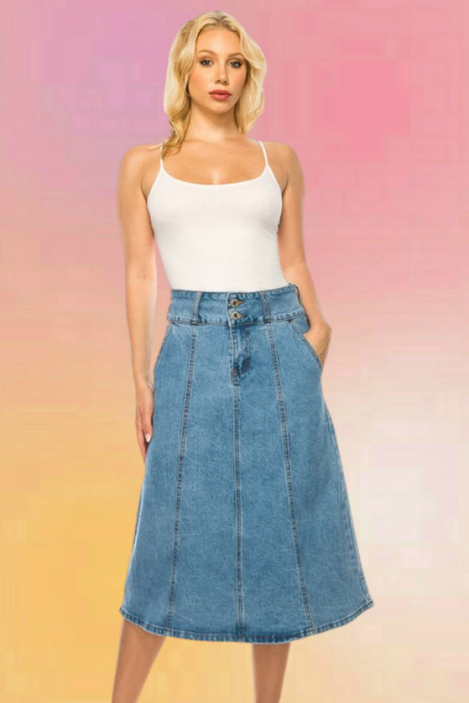 Stone Wash Denim Skirt