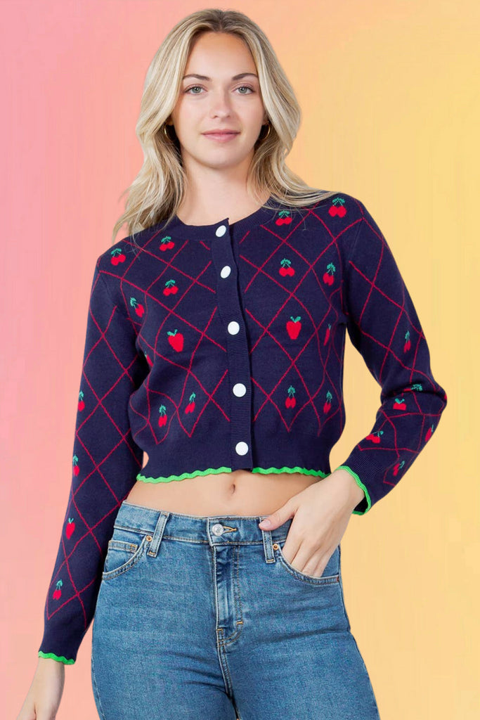 Retro Strawberry Cardigan