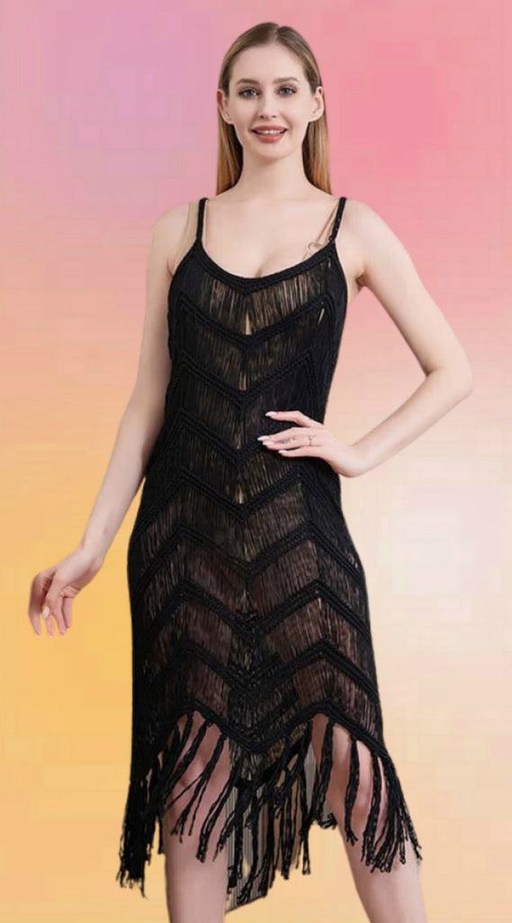 Crochet Fringe Cover-up Dress