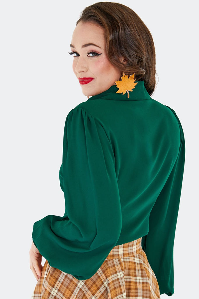 Peter Pan Collar Blouse: Green