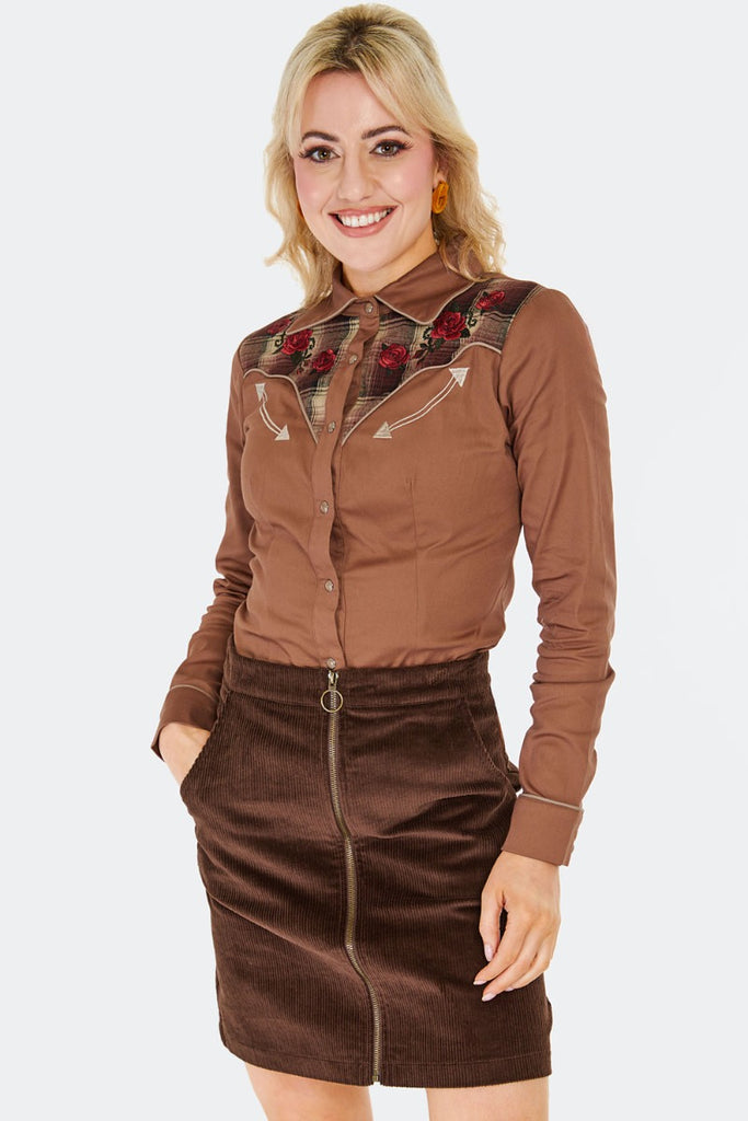 Embroidered Brown Cowgirl Shirt