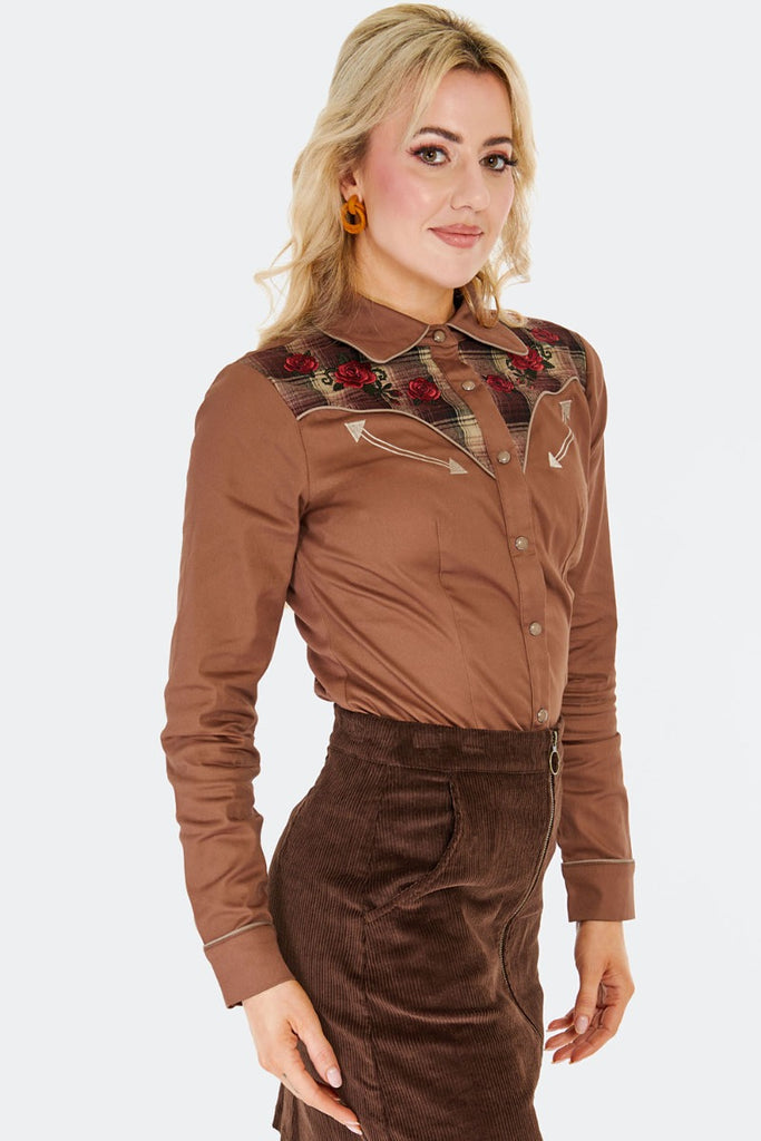 Embroidered Brown Cowgirl Shirt