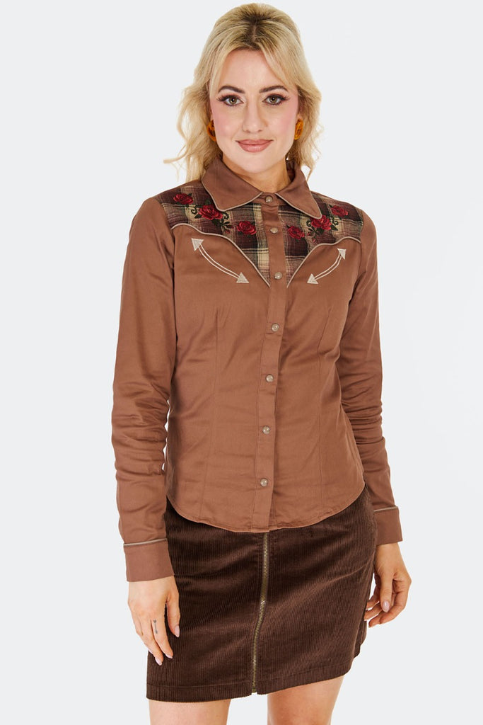 Embroidered Brown Cowgirl Shirt