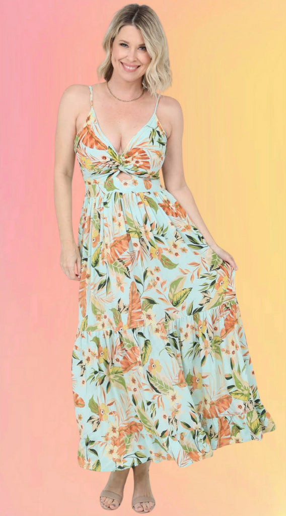 Tropical Twist Cut-Out Maxi Dress- Only XL