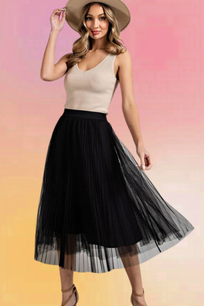 Pleated Tulle Skirt
