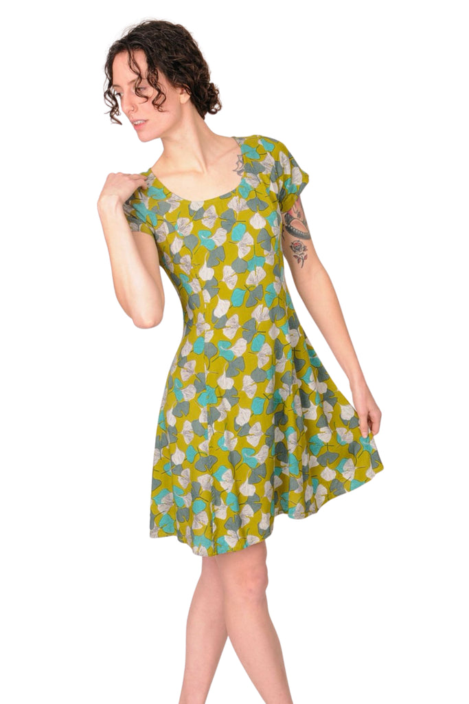 Green Gingko Mini Dress - ONLY M