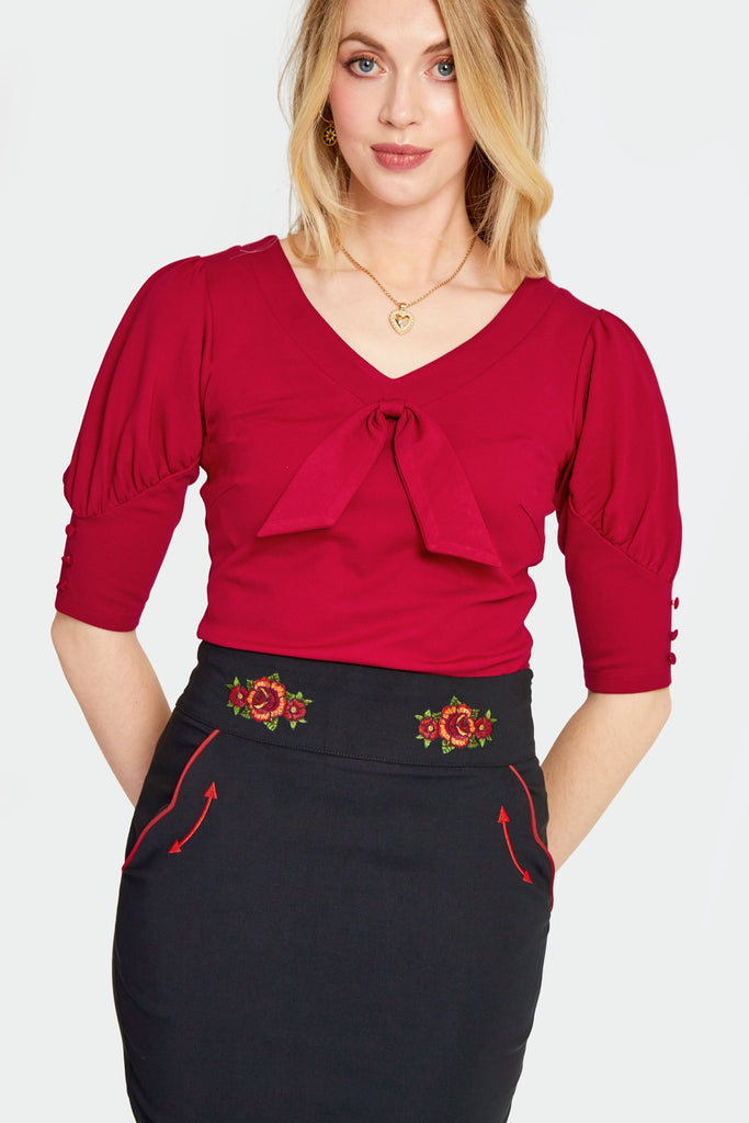 Western Embroidered Pencil Skirt