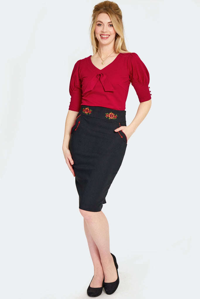 Western Embroidered Pencil Skirt