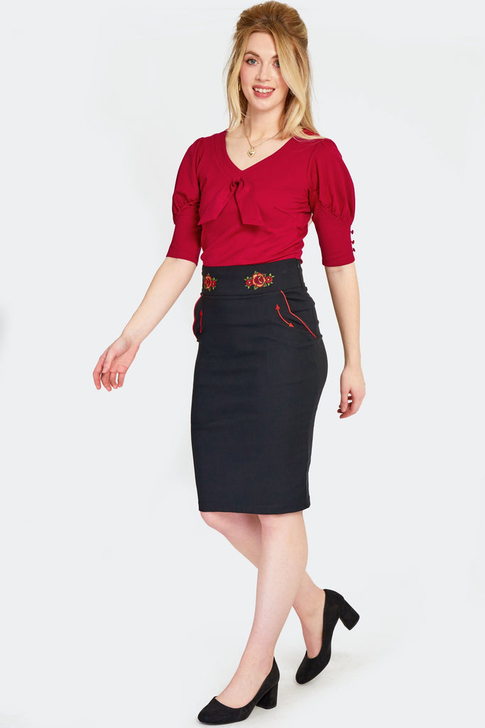 Western Embroidered Pencil Skirt