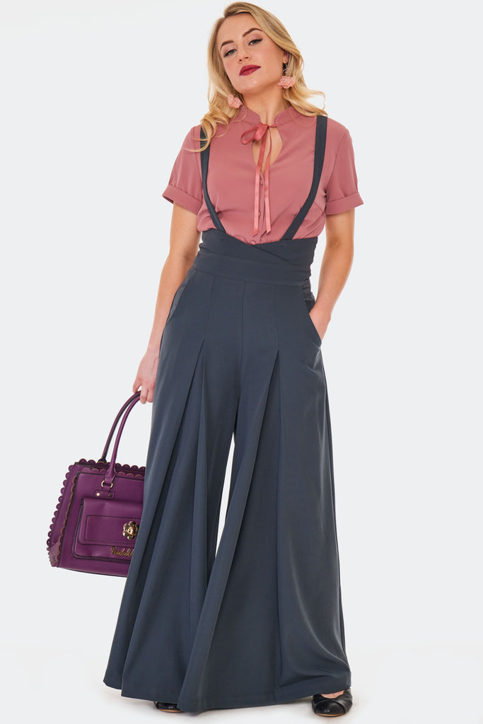 Pleated Suspender Pants