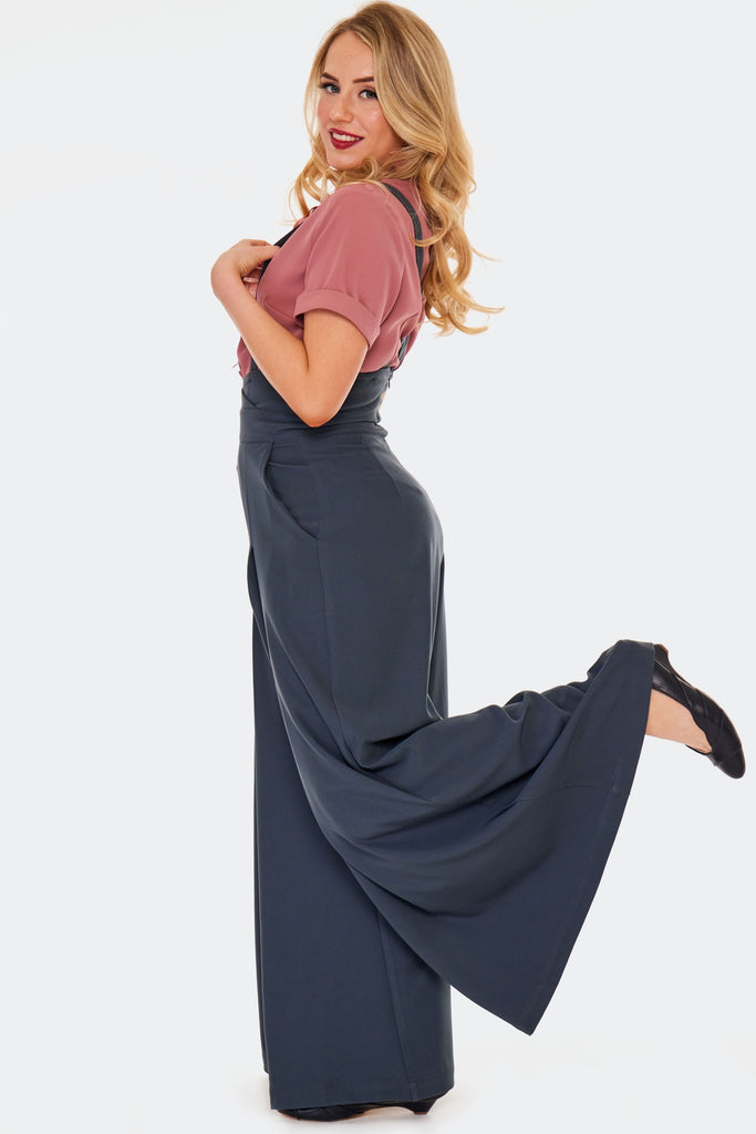 Pleated Suspender Pants