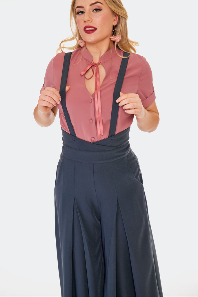 Pleated Suspender Pants
