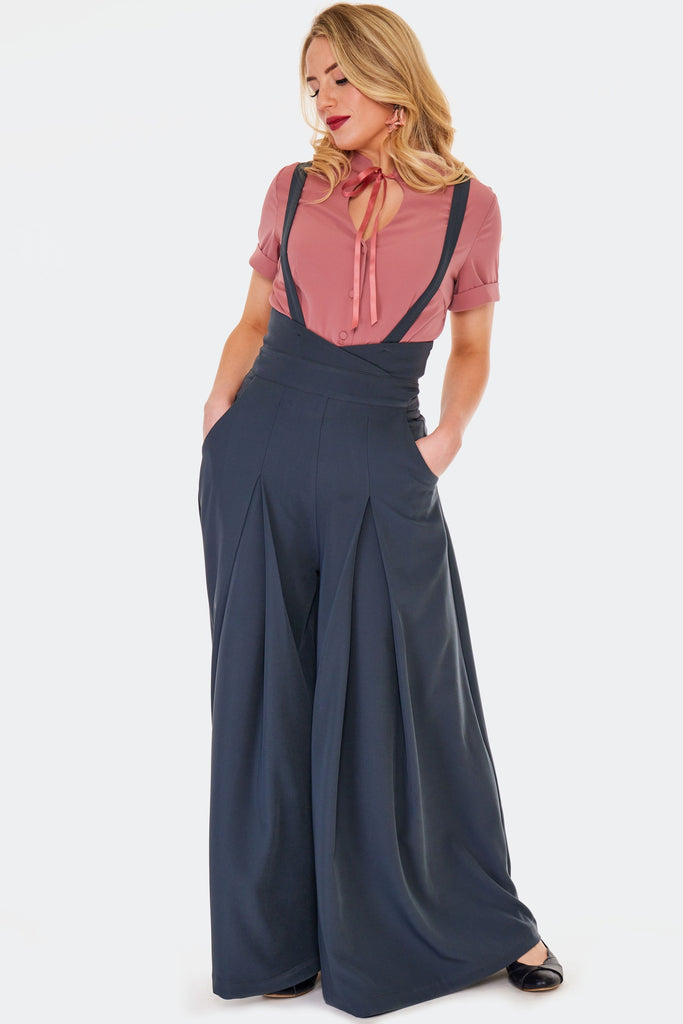 Pleated Suspender Pants