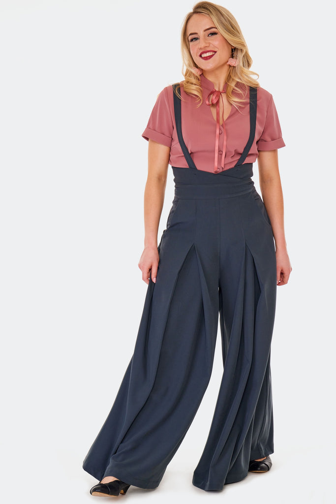 Pleated Suspender Pants