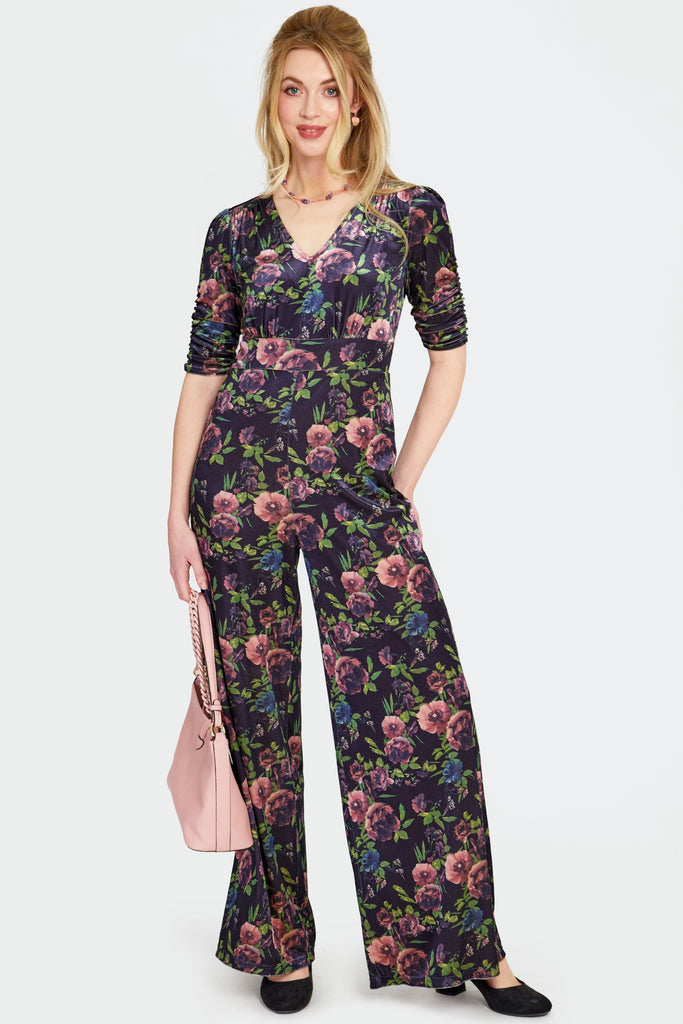 Floral Velvet Jumpsuit