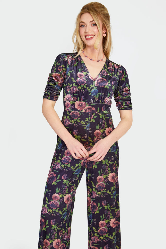 Floral Velvet Jumpsuit