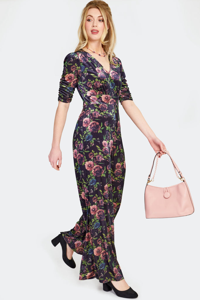Floral Velvet Jumpsuit