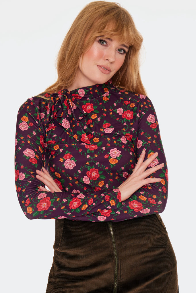 Floral Diamonds Neck Tie Top