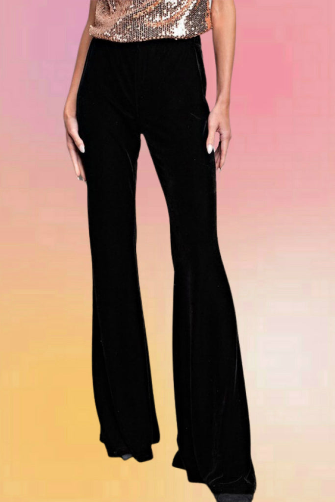 Black Velvet Bellbottom Pants