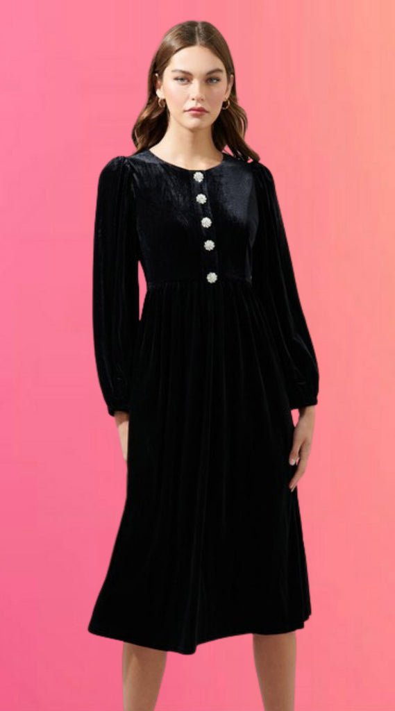 Vintage Glamour Velvet Midi Dress