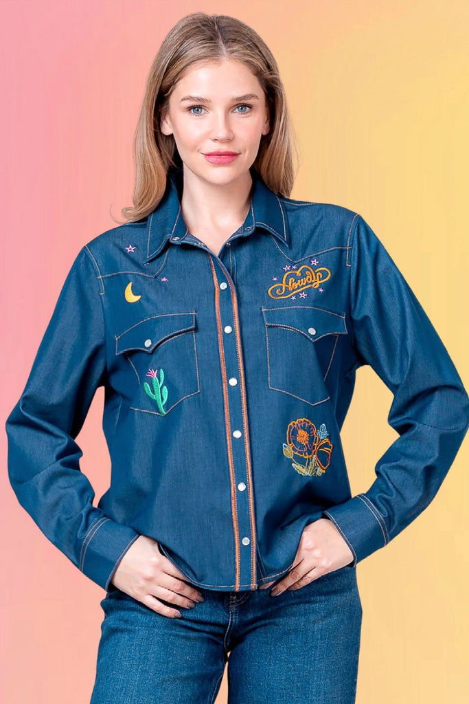 Western Embroidered Denim Shirt