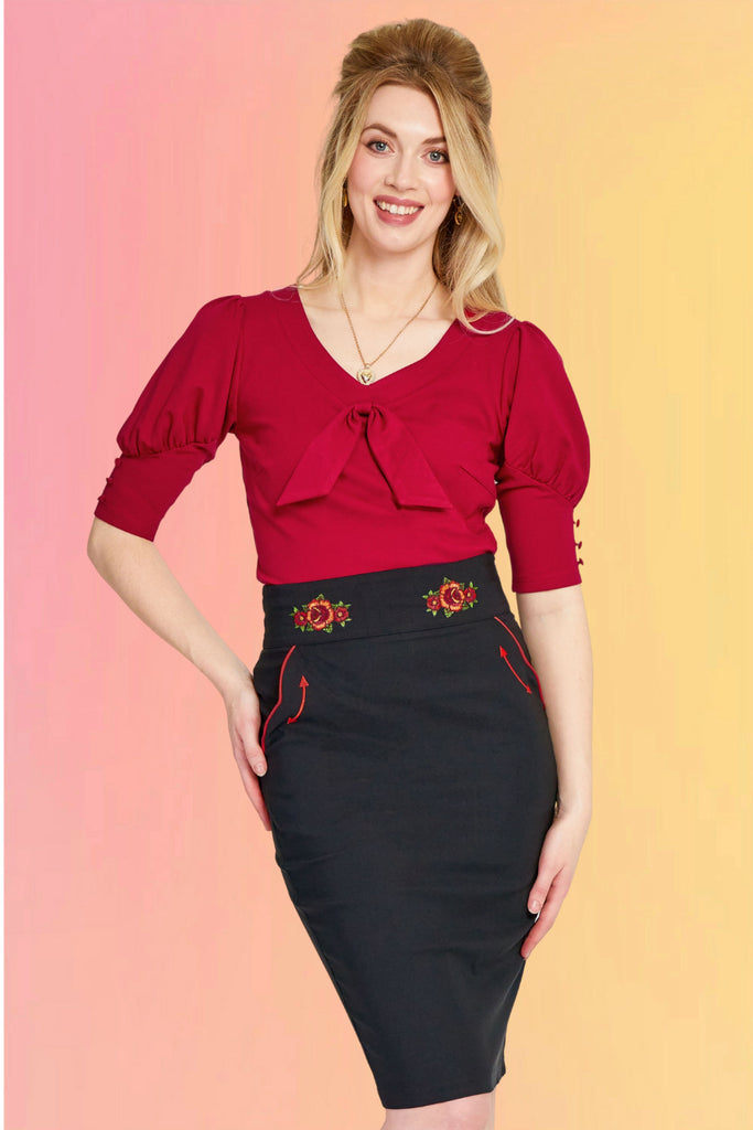 Western Embroidered Pencil Skirt
