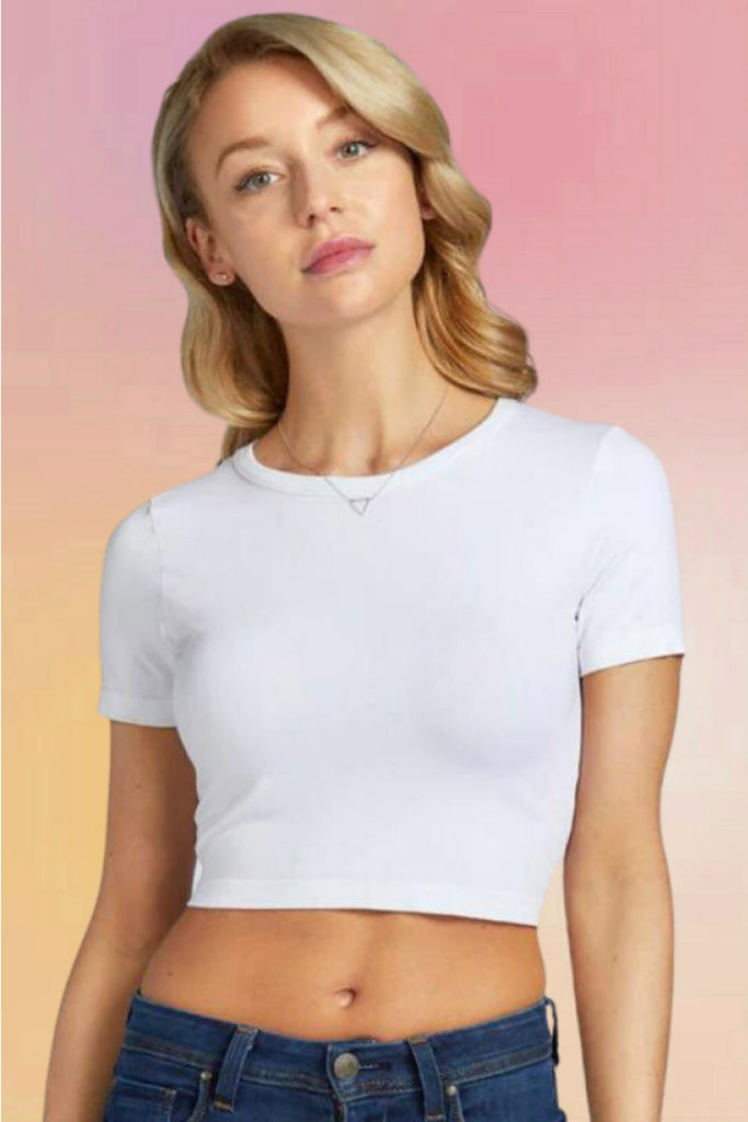 Bamboo Crop Top: White