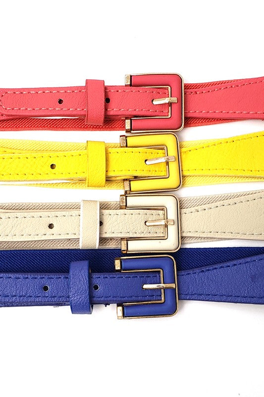 Skinny Orange Stretch Buckle Belt