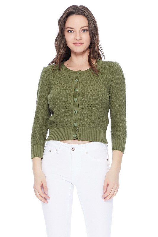 Vintage Style Crochet Cardigan: Sage Green