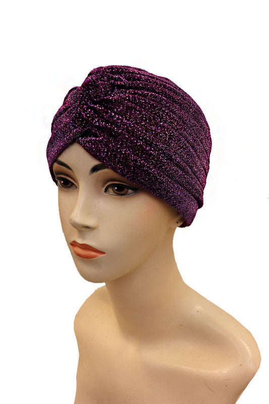 Glittery Vintage Style Head Wrap: Purple