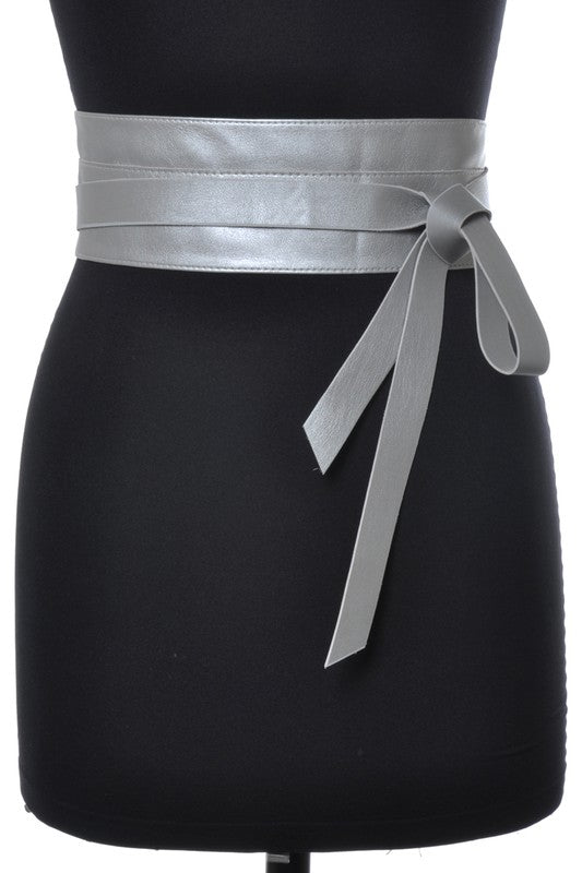 Soft Vegan Obi Belt: Silver