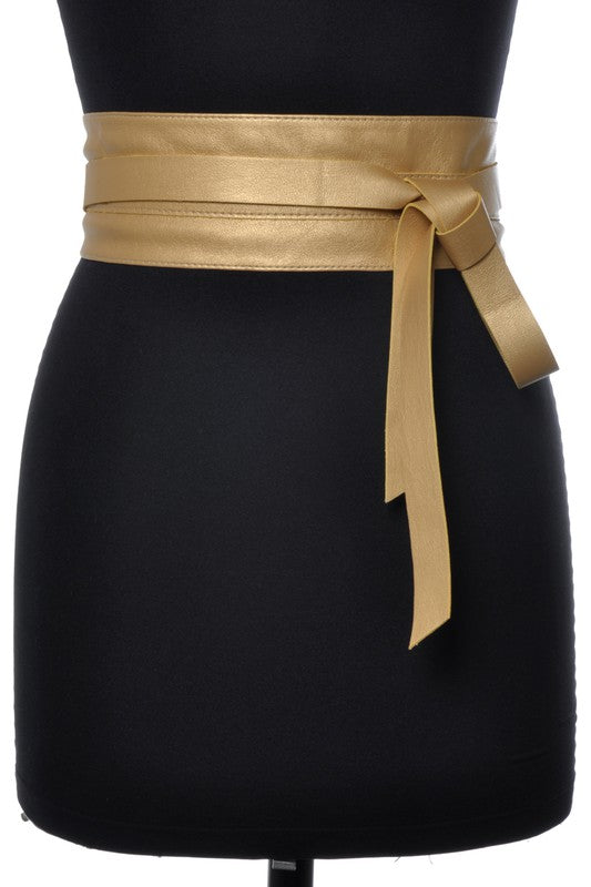 Soft Vegan Obi Belt: Gold