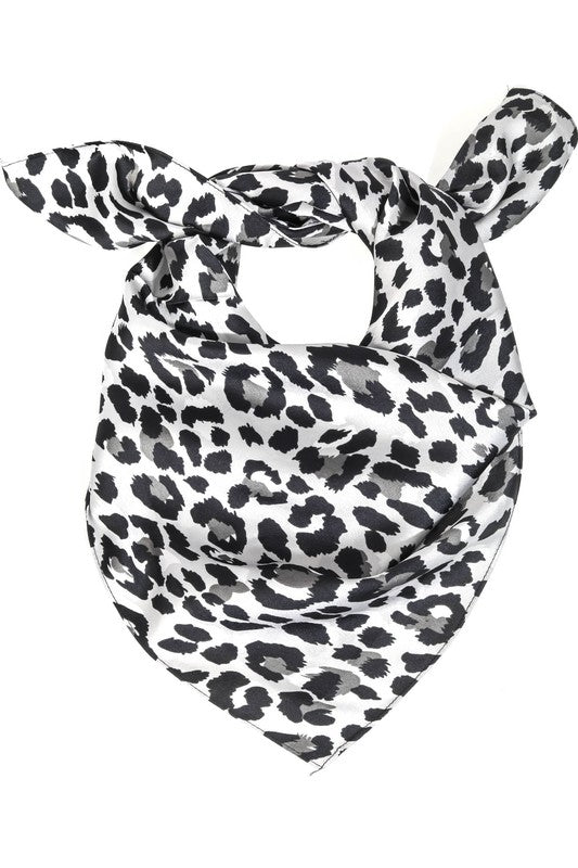 Grey Leopard Silky Scarf