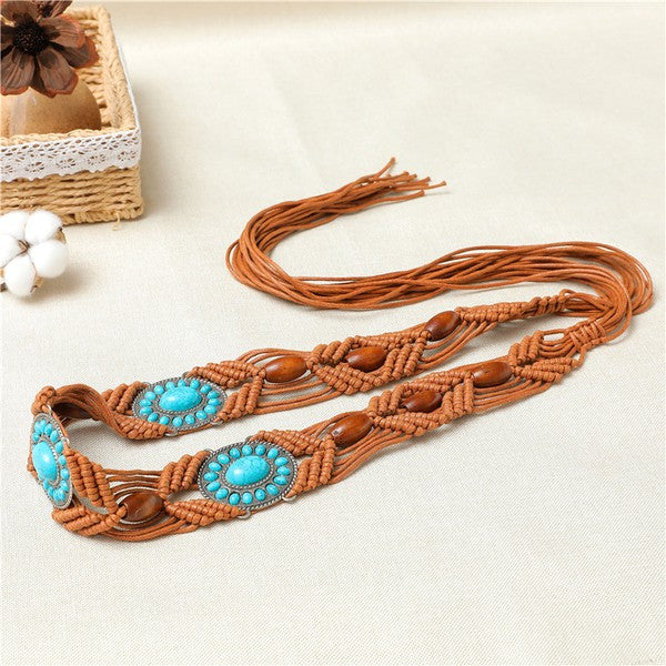 Western Braided Belt: Cognac
