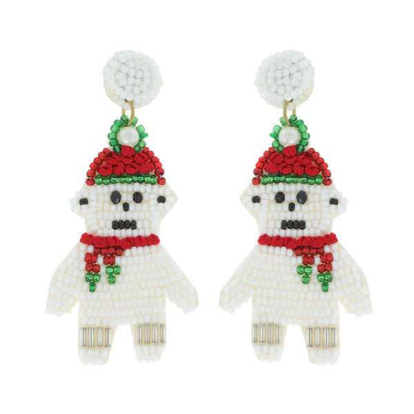 Polar Bear Beaded Earrings