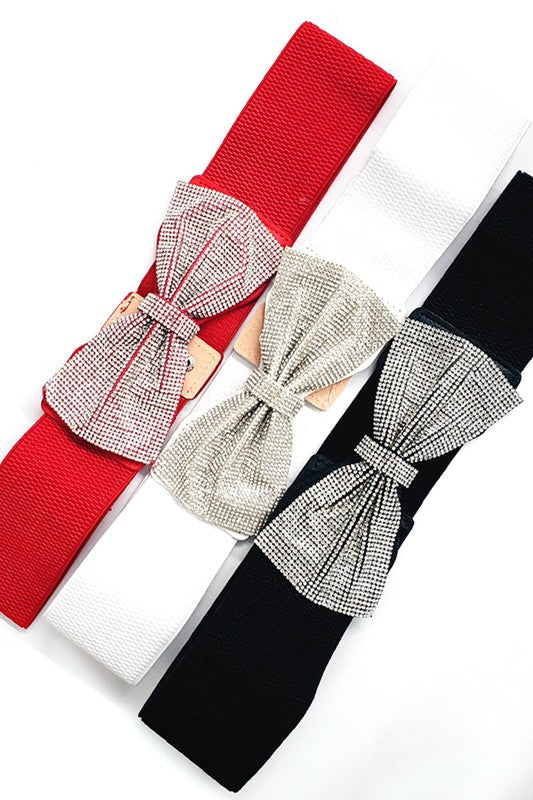 Bling Bow Stretch Belt: Black