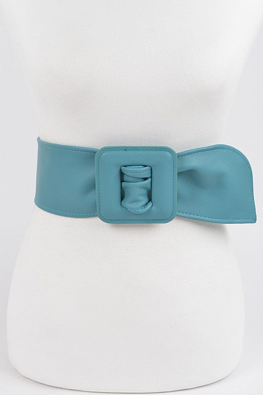 Vegan Leather Cinch Belt: Turquoise