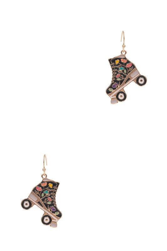 Retro Roller Skate Enamel Earrings