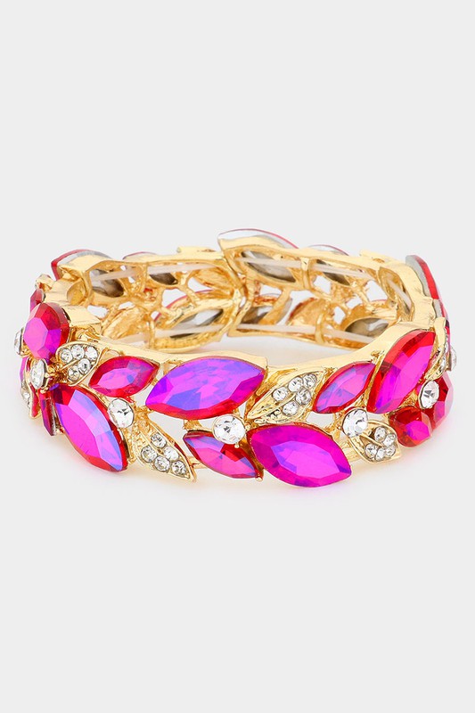Marquise Rhinestone Bracelet: Fuschia