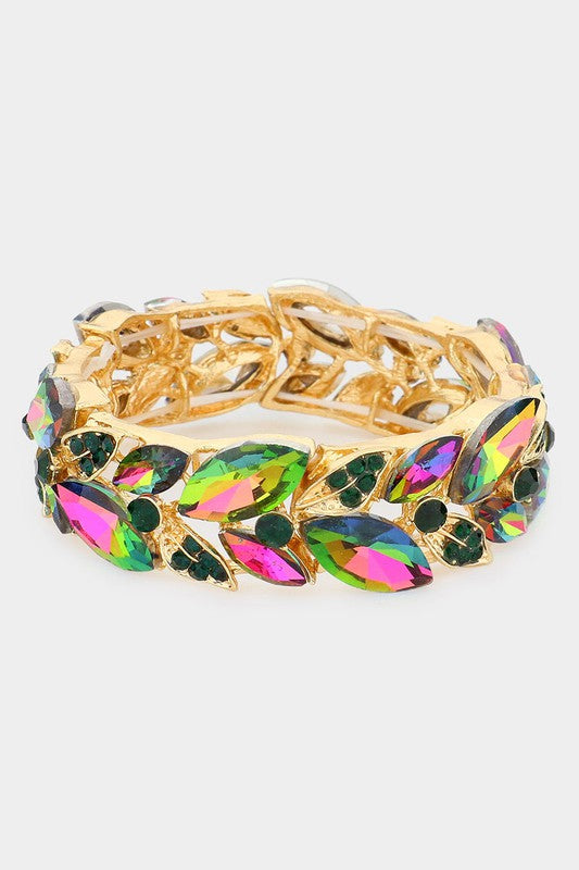 Marquise Rhinestone Bracelet: Emerald Garden