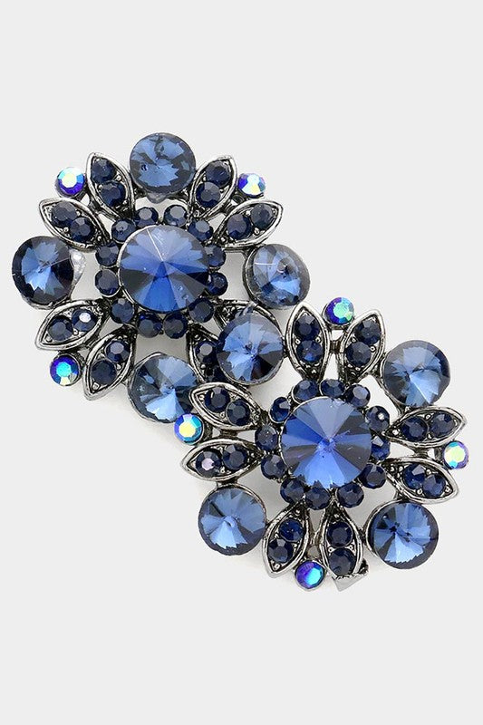 Vintage Rhinestone Stud Earrings: Navy