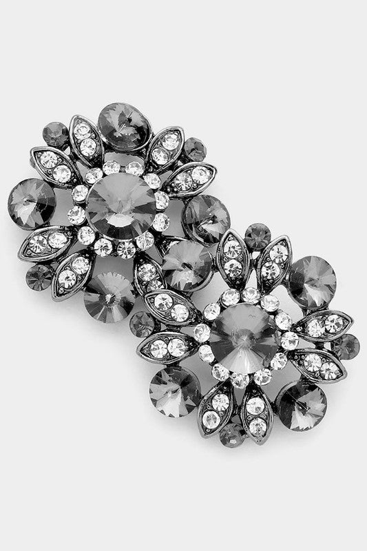 Vintage Rhinestone Stud Earrings: Black