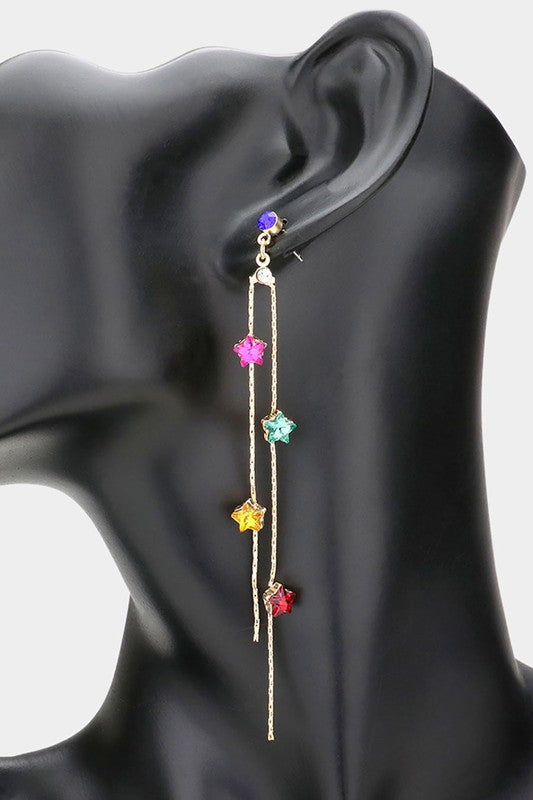 Star Dangle Earrings: Rainbow