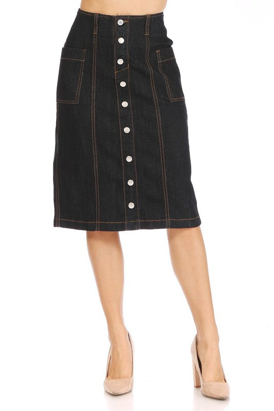 Dark Denim Vintage Style Aline Skirt