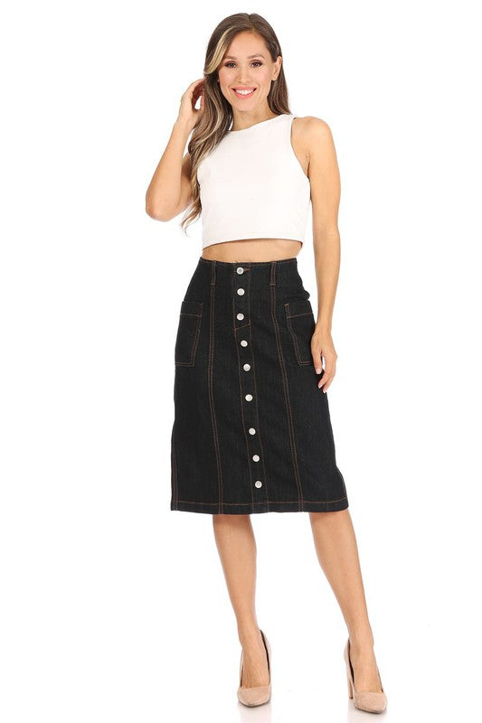 Dark Denim Vintage Style Aline Skirt